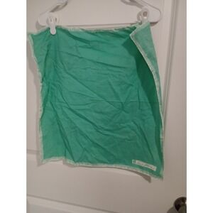 Vintage Anne Klein Green Sheer Square Scarf 20x20 Minimalist Woven Border